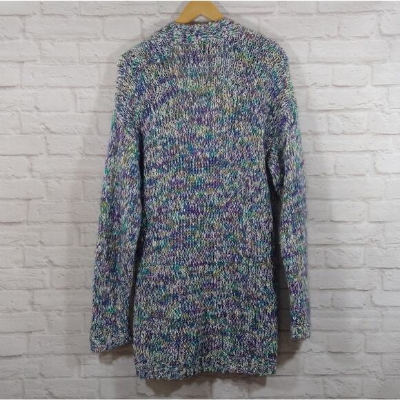 A Vintage VTG CHU Mohair Multicolor Button Down Knit Long Cardigan Sweater M - Picture 5 of 8